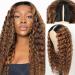 Honey Blonde V Part Wig Human Hair Highlight With Shadow Roots No Leave Out Deep Wave Upgrade U Part 100% Human Hair Wig No Glue No Lace 4/27 Curly Ombre Glueless Human Hair Wigs For Black Womem Time Saving And Skin Protec…