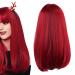 Buy Long Red Straight Wig with Bangs - Heat-Resistant 52cm Fiber Hair for Women | International Shipping - Buy Online on GoSupps.com