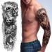 PADOUN Temporary Tattoo Sleeves for Women & Men - 12 Sheets Halloween Party Black Skulls Full Arm & Half Arm Body Stickers - Buy Online on GoSupps.com