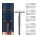 King C. Gillette Double Edge Safety Razor for Men, 5 Platinum Coated Double Edge Razor Blades, Gifts for Men