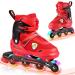KGK Kids Adults Inline Skates for Girls Boys Women Men 4 Size Adjustable Roller Skates, Women Outdoor Roller Blades Skates with Light up Wheels, Rollerblades Skating Shoes for Women Men Kids Teenagers Red Medium