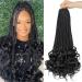Vustbeauty French Curl Crochet Braids With Curly Ends 18 Inch 8 Packs Pre Looped Goddess Box Braids Spanish Curls Braiding Hair Wavy Crochet Hair For Black Women (18inch 1b) 18 Inch (Pack of 8) 1B