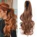Claw on ponytail clip in extensions hair extension clip in ponytail hair part one piece hair part like real hair 45cm wavy light Auburn 45 cm light Auburn