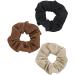 QIOKCKC Scrunchies  3Pcs Big Scrunchies for Women  Neutral Scrunchies for Thick Hair  Soft Scrunchies than Silk Scrunchies  Satin Scrunchies for Women and Girl  Fashion Ribbed Material Hair Scrunchies  Black  Coffee  Off...