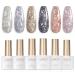GAOY Chrome Platinum Glitter Gel Nail Polish Set of 6 Colors Including Sparkly Shiny Black Silver Pink Gel Polish Kit UV LED Soak Off Nail Polish Home DIY Manicure Nail Salon Varnish