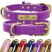 Senristar personalized dog collar made of real leather with engraved name tag - durable and stylish dog collar for small medium and large dogs (S violet) S (width 1.5 cm neck circumference 28-34 cm) violet