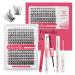 Lash Extension Kit Lash Clusters DIY Eyelash Extension Kit with 10-16mm Individual Lashes D Curl Lash Bond & Seal and Remover Lash Applicator for Eyelash Extensions Beginners(F05 Kit) F05 Kit