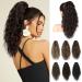 Brikabia ponytail extension ponytail extension hair part with bracket long wavy curly ponytail hair part clip in hair extension for women dark brown