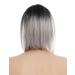 WIG ME UP TYS-896-1BTT-T0906 Women's Long Bob Ombre Wig - Black Grey Clavi-Cut Shoulder Length Hairstyle - Buy Online on GoSupps.com
