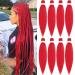 Xtrend 26 Inch EZ Braids 8Packs Red Pre-Stretched Easy Braiding Hair Extensions for Box Braids Hair Hot Water Setting Synthetic Fiber Hair Extensions Red# 26 Inch (Pack of 8) Red