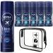 Mens Deodorant Anti-perspirant Mini Spray Bundle with Nivea Dry Active (5x35ml) and Cool Kick 48h (1x150ml) in a Clear Travel Bag Airport Approved