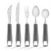 Special Supplies Adaptive Utensils 5-Piece Set Non-Weighted, Non-Slip Handles for Hand Tremors, Arthritis, Parkinsons or Elderly Use - Stainless Steel Knife, Rocker Knife, Fork, Spoons - Gray