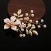Bridal Flower Hair Clip with Faux Pearls - Rose Gold Handmade Headpiece for Wedding, Brides, Bridesmaids - Buy Online on GoSupps.com
