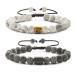 Gemstones Magnetic Healing Adjustable Bracelets Semi-Precious Natural Crystal Howlite 8mm Men Women Chakra Pain Stress Anxiety Relief Aromatherapy Meditation Yoga
