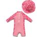 Bonverano Baby Girls UPF 50+ UV Protection Sunsuit with Sun Cap - Pink Flowers 18-24Months - Buy Online on GoSupps.com