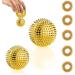 2 hedgehog ball massage + 5 acupressure ring finger - skill ball hedgehog ball small 32mm 47mm - skills ring acupressure rings for fingers - skills borderline hedgehog balls massage rings set for stress relief (gold)
