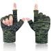 Winter Wool Fishing Gloves Snow Cold Weather Warm for Men or Women Full Fingers Army Green for Fishing, Photography, Hunting HALF FINGER size L aqua