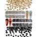 Spearlcable 5400 Pieces Crystal Nail Rhinestones Set Nail Gems Black and Gold Flat Back Round Beads Glass Charms for Crafts Nail Art Clothes Shoes Bags DIY 6 Mixed Size(Color B)