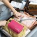 Cooja Hanging Toiletry Bag for Women with Hook & Handle - 1 Makeup Toilet Bag + 2 Drawstring Bags, Rose Red - Buy Online on GoSupps.com