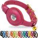 Oopsdoggy Airtag cat collar made of leather with bells not tearable with Apple Airtag holder light GPS pet stream collar for girls boys cats small dogs puppies (pink)