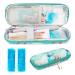 YOUSHARES Insulin Cooler Travel Case - Small EVA Diabetic Insulated Organizer Portable Cooling Bag for Medication Cooling Insulation Epi Pen Carrying Bag with 2 Ice Pack (Marble Green)
