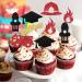 kreat4joy 24pcs Firefighter Graduation Cupcake Toppers Glittering Firefighter Congrats Grad Party Decorations Fire Truck Cupcake Toppers for Firefighter Retirement Party Decorations - Buy Online on GoSupps.com