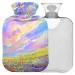 NAANLE hot water bottle with lid sunset lavender flower transparent hot water bottle heat bottle for back pain relief handfoot warmer neck warmth and cold therapy 2l