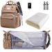 SndMor wrap bag Backpack diaper backpack with bed function of large multifunctional diaper bag with wrap pad stroller hook suitable for mom and dad khaki