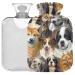 Oarencol Cute Dog Hot Water Bottle with Cover 2L Colorful Animals Transparent Hot Water Bag for Pain Relief Cramps