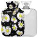 Naanle hot hot water bottle with reference vintage daisy flower transparent hot water bottle 2l large hot hot water bottle for menstrual cramps pain relief handfoots heat and cold therapy