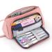EASTHILL Large Capacity Pencil Case Multi-slot Pen Bag Pouch Holder For Middle High School Office College Girl Adult Simple Storage Case Pink