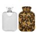 Hot Water Bottle 2L with Cover Seamless Cats Sketch Hot Water Bag for Pain Relief Hand Feet Warmer Winter