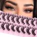 ALPHONSE Russian Lashes Clear Band False Eyelashes Natural Look D Curl Curly Fake Lashes Russian Strip Faux Mink Eyelashes 9 Pairs Pack D-Natural D-curl