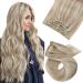 Moresoo clip extensions real hair cheap Blond Remy hair extensions clip in real hair blond clip in extensions real hair ash blonde with blond #18/613 5pcs 80g 25cm double brothes 25 cm 1.P #18/613