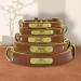 Senristar Personalized Leather Dog Collar with Engraved Name Tag - Durable & Stylish for Small to Large Dogs (XS Brown) - Buy Online on GoSupps.com