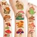8 Sheet (96Pcs) Mushroom Temporary Tattoos Sticker for Kids  Mushroom Birthday Party Decorations Supplies Favors Super Cute Face Tattoos Sticker Gifts Ideas for Boys Girls Baby Shower Prizes Rewards Small