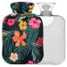 NAANLE hot hot water bottle with reference retro hawaii flower transparent hot water bottle heat bottle for back pain relief handfoot warmer neck hot and cold therapy 1l