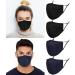 ecotru UK 4 Pack Reusable Cotton Face Masks 2 Navy Blue 2 Black Mask with Nose Wire for Glass Wearers 3-Ply Washable & Breathable Fabric with Filter Pocket & Adjustable Loops