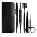 Grendly 5 Piece Eyebrow Care Set Stainless Steel Eyebrow Tweezers Eyebrow Scissors Comb Eyebrow Pen with Bag
