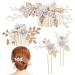 minkissy 1 Set Comb Set Wedding Hair Comb Rhinestones Wedding Side Comb Flower Hair Combs Bridesmaids Hair Jewelry Rhinestone Hair Pins Flower Hair Accessories Wedding Hair Pin White Alloy
