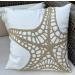 DECOPOW Embroidered Nautical Decor Pillow Cover | 18-Inch Square Decorative Canvas Pillow | Nautical Style Deco (Wheat-Starfish) - Buy Online on GoSupps.com