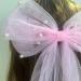Golden Apple Pearl Bow Hair Clips Bridal Veil Wedding Tulle Big Bow with Clip Bowknot Spring Snap Hair Barrettes for Women (Pink) - Buy Online on GoSupps.com