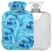 Naanle watercolor heat bottle with sea waves with reference transparent bag hot water bottle 1 l hot water bottle for bed hand feet heat and cold therapy