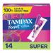 Tampax Radiant Tampons Super Absorbency with Leakguard Braid Unscented 14 Ct
