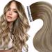 Laavoo real hair tape in extensions balayage blond hair extensions tape real hair invisible 30cm bonding real hair tape light brown ombre platinum blond #8/60/8 30g 20pcs 30cm-20PCs 2.5 #8/60/8
