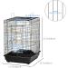 PawHut 23" Bird Cage Flight Parrot House Cockatiels Playpen with Open Play Top and Feeding Bowl Perch Pet Furniture Black - Buy Online on GoSupps.com
