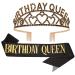 COCIDE Birthday Sash for Girls Black Gold Tiara and Crowns for Women Birthday Decorations Set Rhinestone Headband Crystal Hair Accessories for Cake Toppers Birth Hairpiece Hair Band for Party Gift Birthday Queen Black Go...