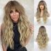 HAIRCUBE Ombre Brown and Blonde Wig Long Curly Wig with Bangs Natural Appearance Heat-Resistant Synthetic Wig Suitable for Fashionable Women