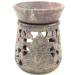 Guru Shop Indian fragrance lamp essential oil diffuser tealight holder for aromatherapy aroma lamp made of bacon stone - round beige 12x9x9 cm fragrance lamps & oil lamps