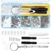Reading glasses repair set 550 piece screwdriver tweezers Multi tool set screw nuts silicone nose pads ear hooks microfiber cloth blue unit size